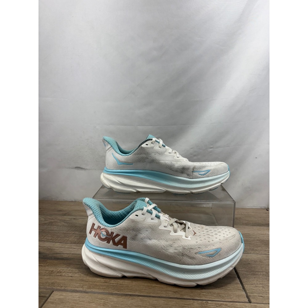 Hoka One One Clifton 9 Womens 9.5B White Ice Water Running Shoes 1127896 FTRS